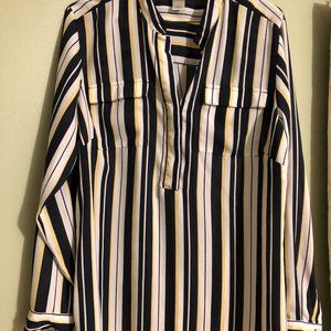 Striped, Long-Sleeve Blouse